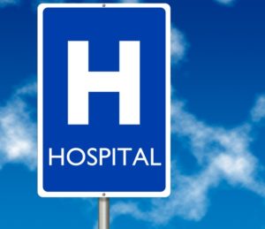 Hospital board traffic sign